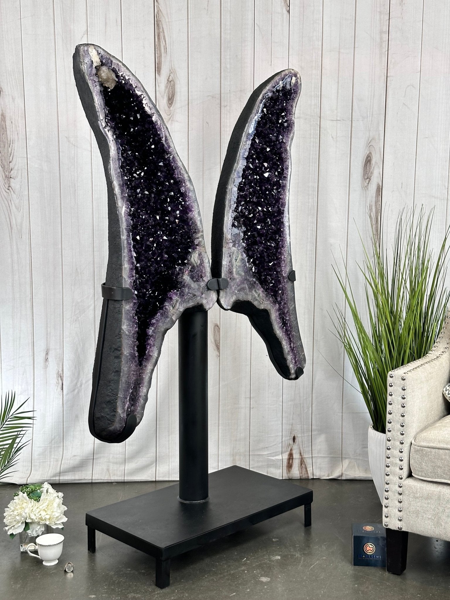 Amethyst Wings on a metal stand Model # 5493-0038 – Brazil Gems