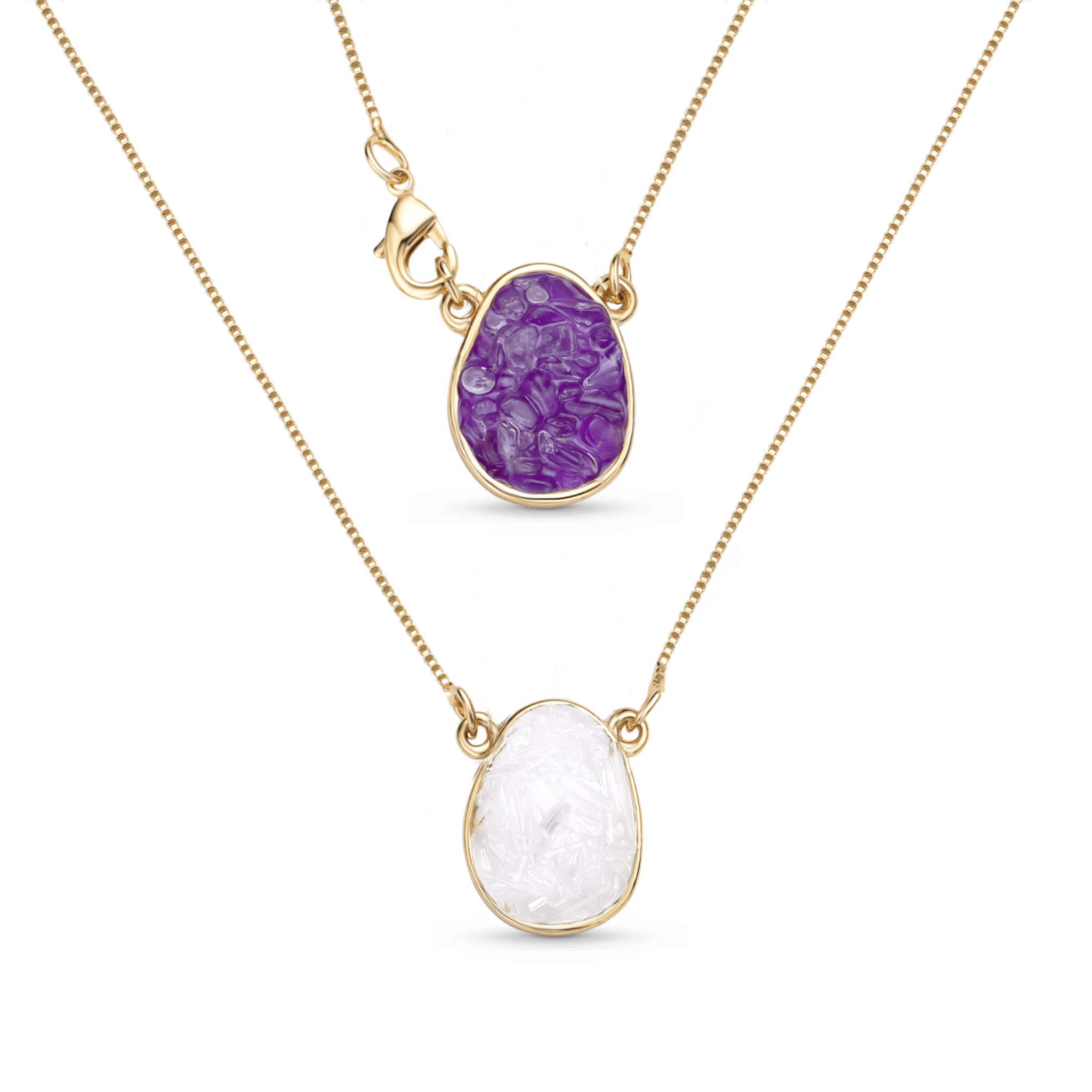 Layered Pendants w/ Natural Gemstone Fragments 18K Gold Plated Necklace - Brazil GemsBrazil GemsLayered Pendants w/ Natural Gemstone Fragments 18K Gold Plated NecklaceNecklace12GP1321 - 202