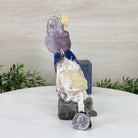 Medium Hand - Carved Amethyst Parrot on a White Calcite Base, 6.5" Tall #3003 - AMPWC - 020 - Brazil GemsBrazil GemsMedium Hand - Carved Amethyst Parrot on a White Calcite Base, 6.5" Tall #3003 - AMPWC - 020Crystal Birds3003 - AMPWC - 020