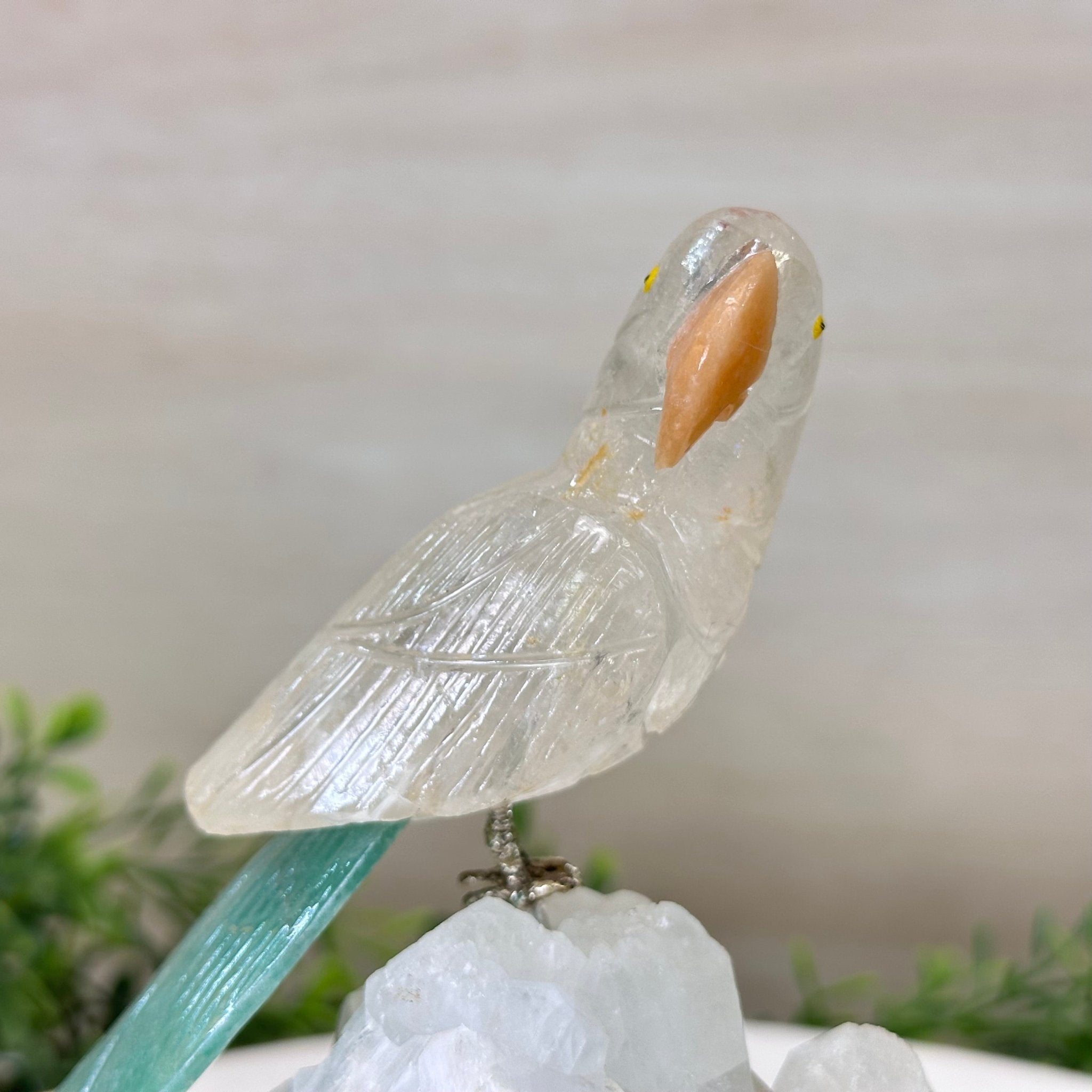 Medium Hand - Carved Clear Quartz Parrot on a Clear Quartz Base, 6.5" Tall #3003 - CQPCQ - 019 - Brazil GemsBrazil GemsMedium Hand - Carved Clear Quartz Parrot on a Clear Quartz Base, 6.5" Tall #3003 - CQPCQ - 019Crystal Birds3003 - CQPCQ - 019