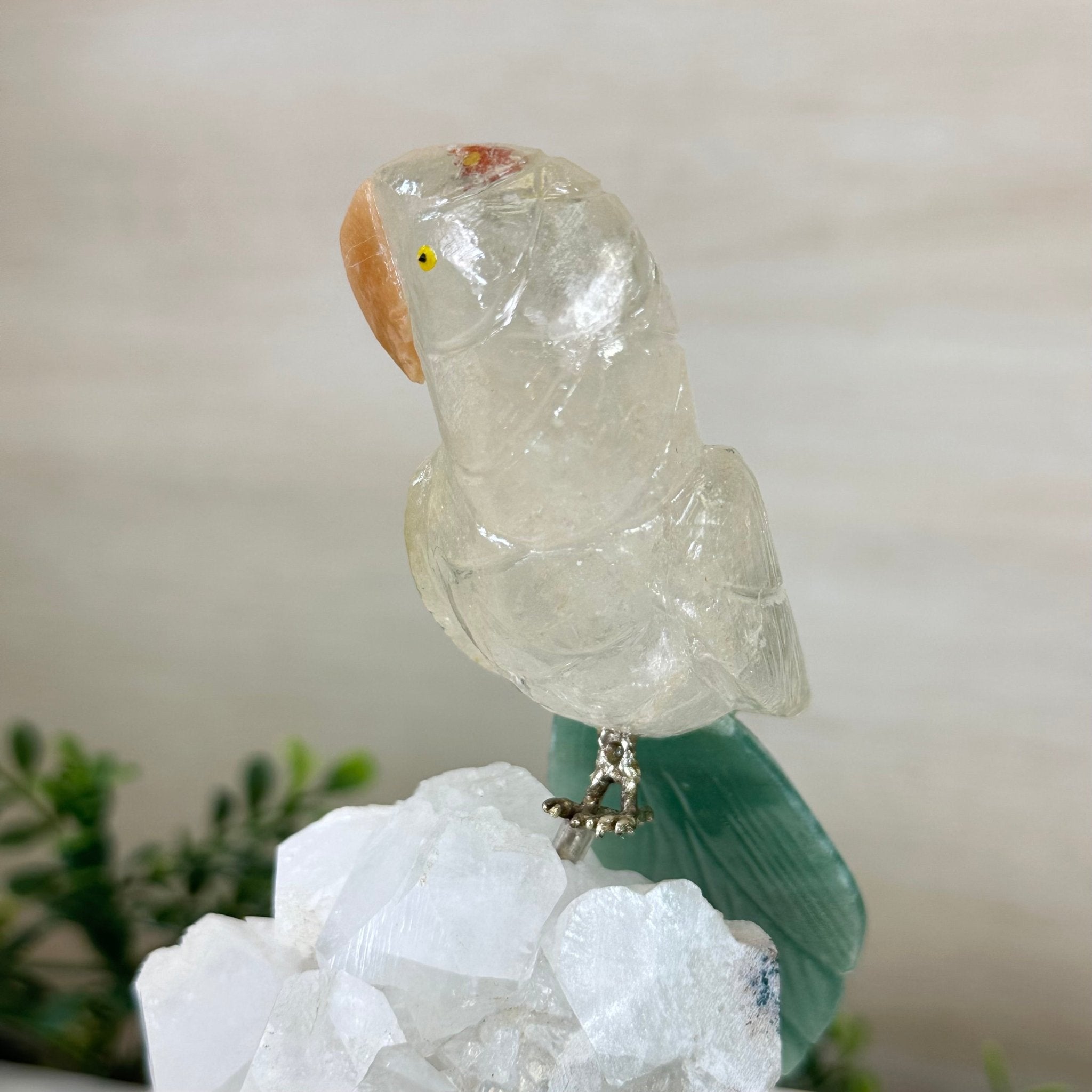 Medium Hand - Carved Clear Quartz Parrot on a Clear Quartz Base, 6.5" Tall #3003 - CQPCQ - 019 - Brazil GemsBrazil GemsMedium Hand - Carved Clear Quartz Parrot on a Clear Quartz Base, 6.5" Tall #3003 - CQPCQ - 019Crystal Birds3003 - CQPCQ - 019