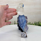 Medium Hand - Carved Clear Quartz Parrot on an Amethyst Base, 6.2" Tall #3003 - CQPAM - 018 - Brazil GemsBrazil GemsMedium Hand - Carved Clear Quartz Parrot on an Amethyst Base, 6.2" Tall #3003 - CQPAM - 018Crystal Birds3003 - CQPAM - 018