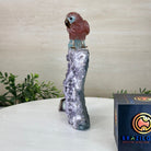 Medium Hand - Carved Fire Quartz Parrot on an Amethyst Base, 7.5" Tall #3003 - FQPAM - 021 - Brazil GemsBrazil GemsMedium Hand - Carved Fire Quartz Parrot on an Amethyst Base, 7.5" Tall #3003 - FQPAM - 021Crystal Birds3003 - FQPAM - 021