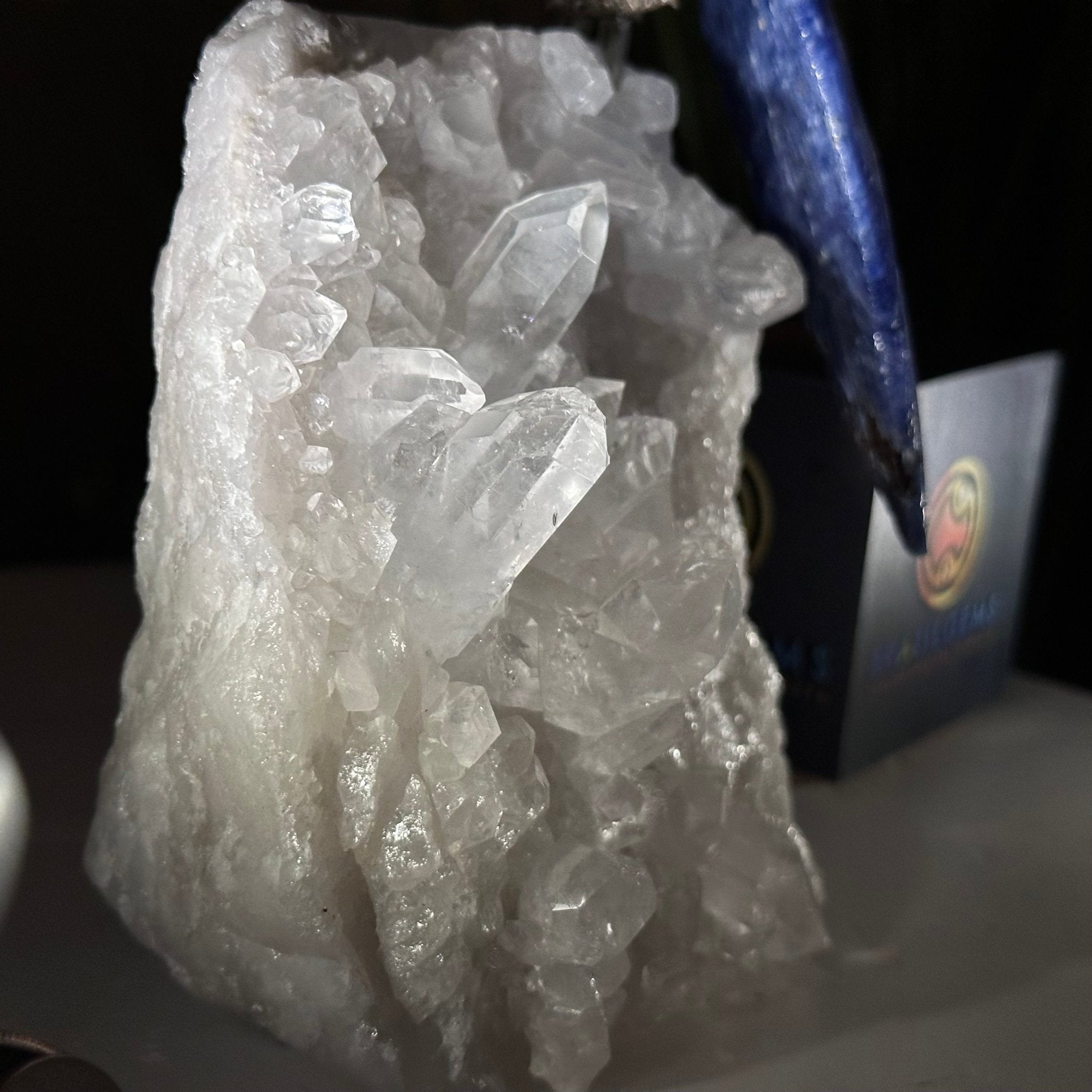 Medium Hand - Carved Sodalite Cockatoo on a Clear Quartz Base, 9.1" Tall #3003 - SOCCQ - 011 - Brazil GemsBrazil GemsMedium Hand - Carved Sodalite Cockatoo on a Clear Quartz Base, 9.1" Tall #3003 - SOCCQ - 011Crystal Birds3003 - SOCCQ - 011