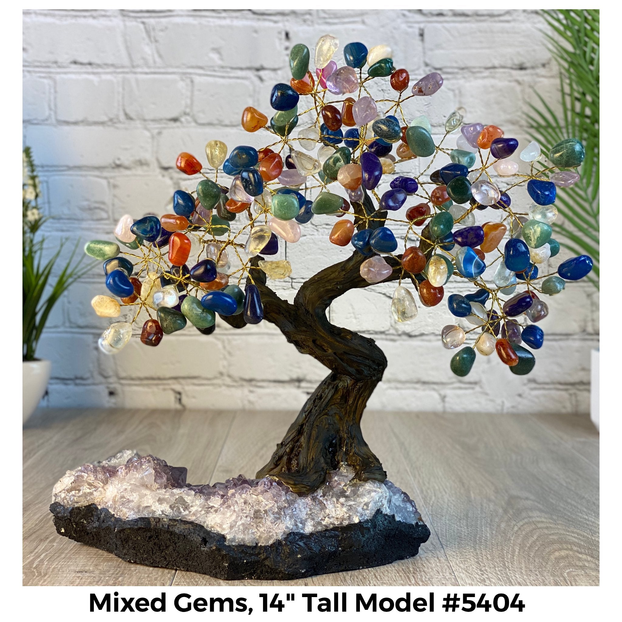 Mixed Gems 14" Tall Handmade Gemstone Tree on a Crystal base, 180 Gems #5404MIXD - Brazil GemsBrazil GemsMixed Gems 14" Tall Handmade Gemstone Tree on a Crystal base, 180 Gems #5404MIXDGemstone Trees5404MIXD