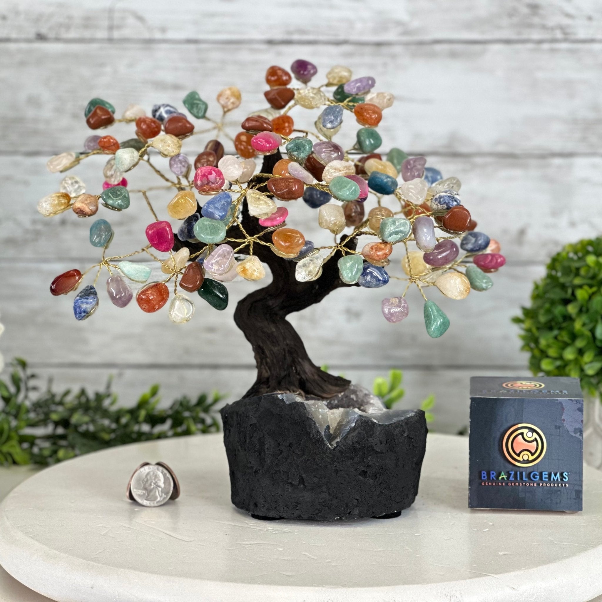 Mixed Gems 9" Tall Handmade Gemstone Tree on a Crystal base, 120 Gems #5403MIXD - Brazil GemsBrazil GemsMixed Gems 9" Tall Handmade Gemstone Tree on a Crystal base, 120 Gems #5403MIXDGemstone Trees5403MIXD