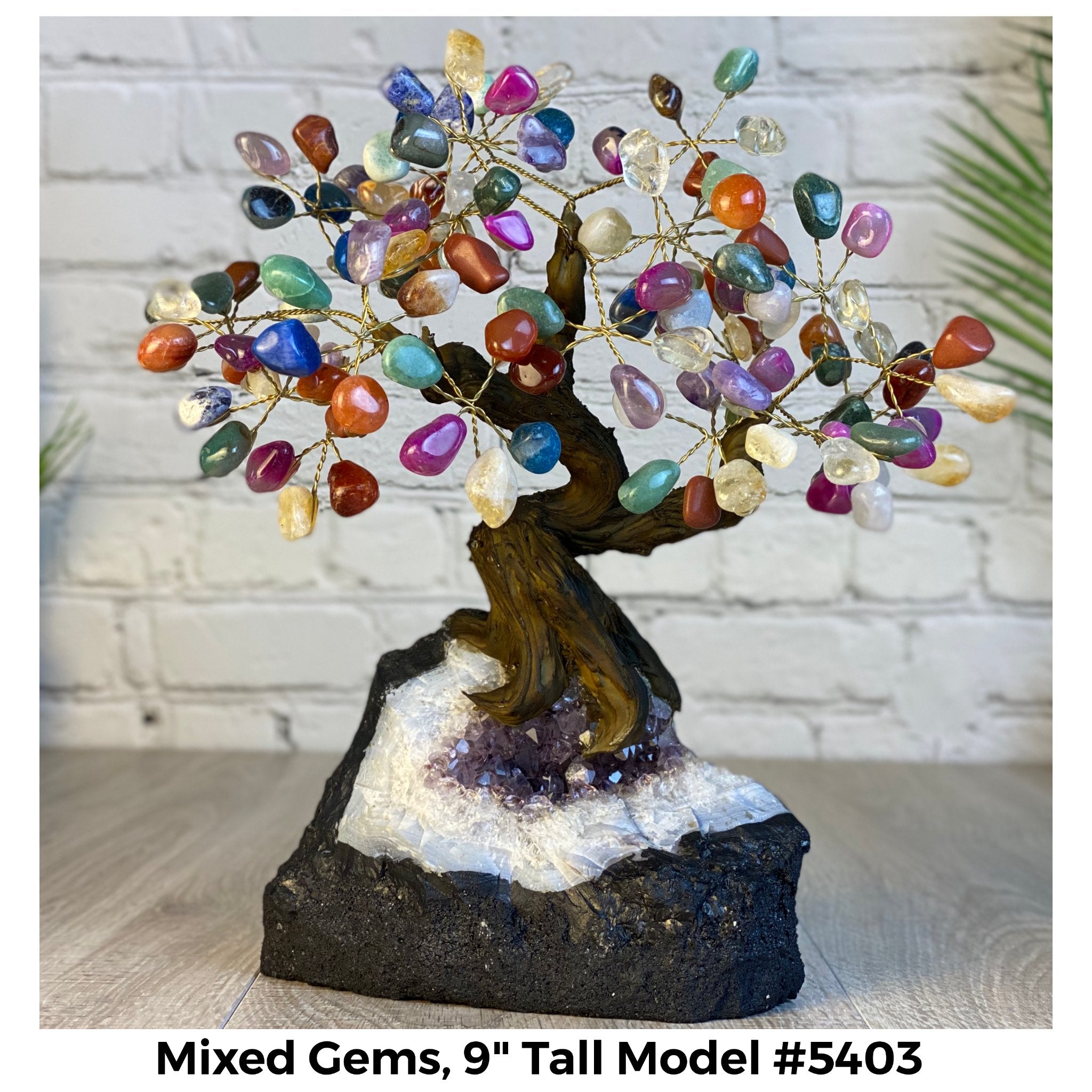 Mixed Gems 9" Tall Handmade Gemstone Tree on a Crystal base, 120 Gems #5403MIXD - Brazil GemsBrazil GemsMixed Gems 9" Tall Handmade Gemstone Tree on a Crystal base, 120 Gems #5403MIXDGemstone Trees5403MIXD