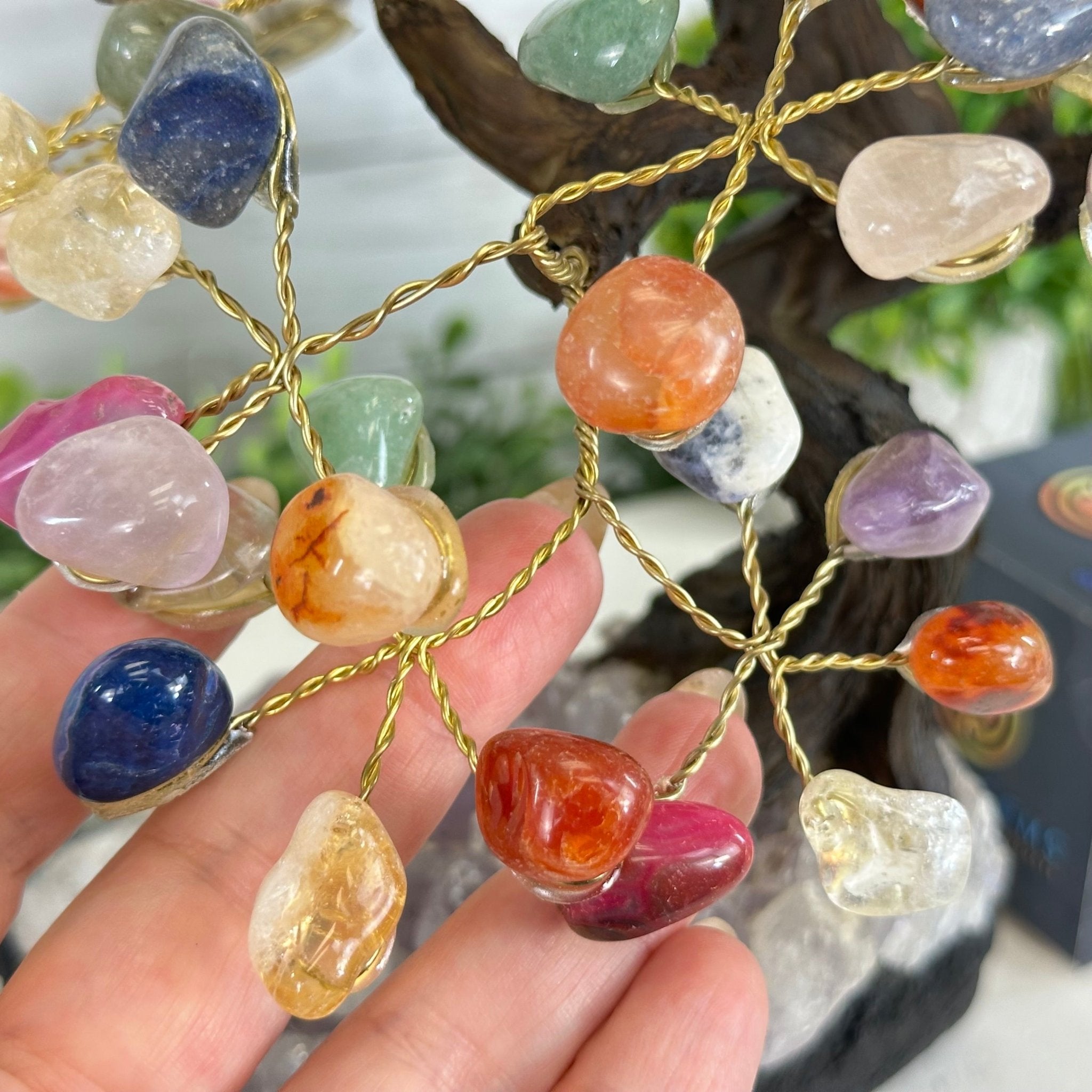 Mixed Gems 9" Tall Handmade Gemstone Tree on a Crystal base, 120 Gems #5403MIXD - Brazil GemsBrazil GemsMixed Gems 9" Tall Handmade Gemstone Tree on a Crystal base, 120 Gems #5403MIXDGemstone Trees5403MIXD