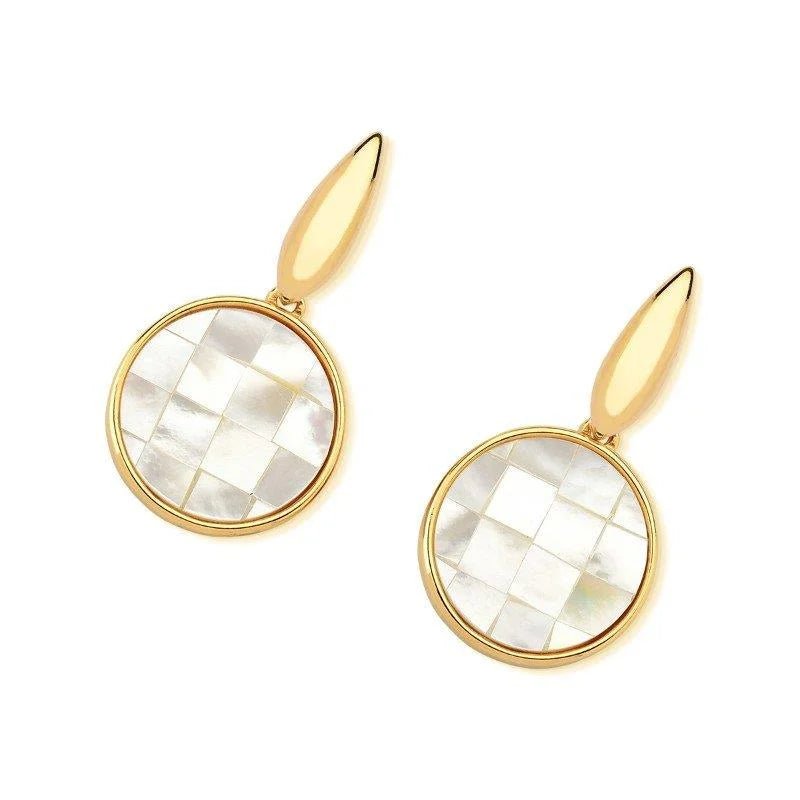 Mother of Pearl Mosaic Dangle Style 18K Gold Plated Earrings #11GP2188 - Brazil GemsBrazil GemsMother of Pearl Mosaic Dangle Style 18K Gold Plated Earrings #11GP2188Earrings11GP2188 - 116