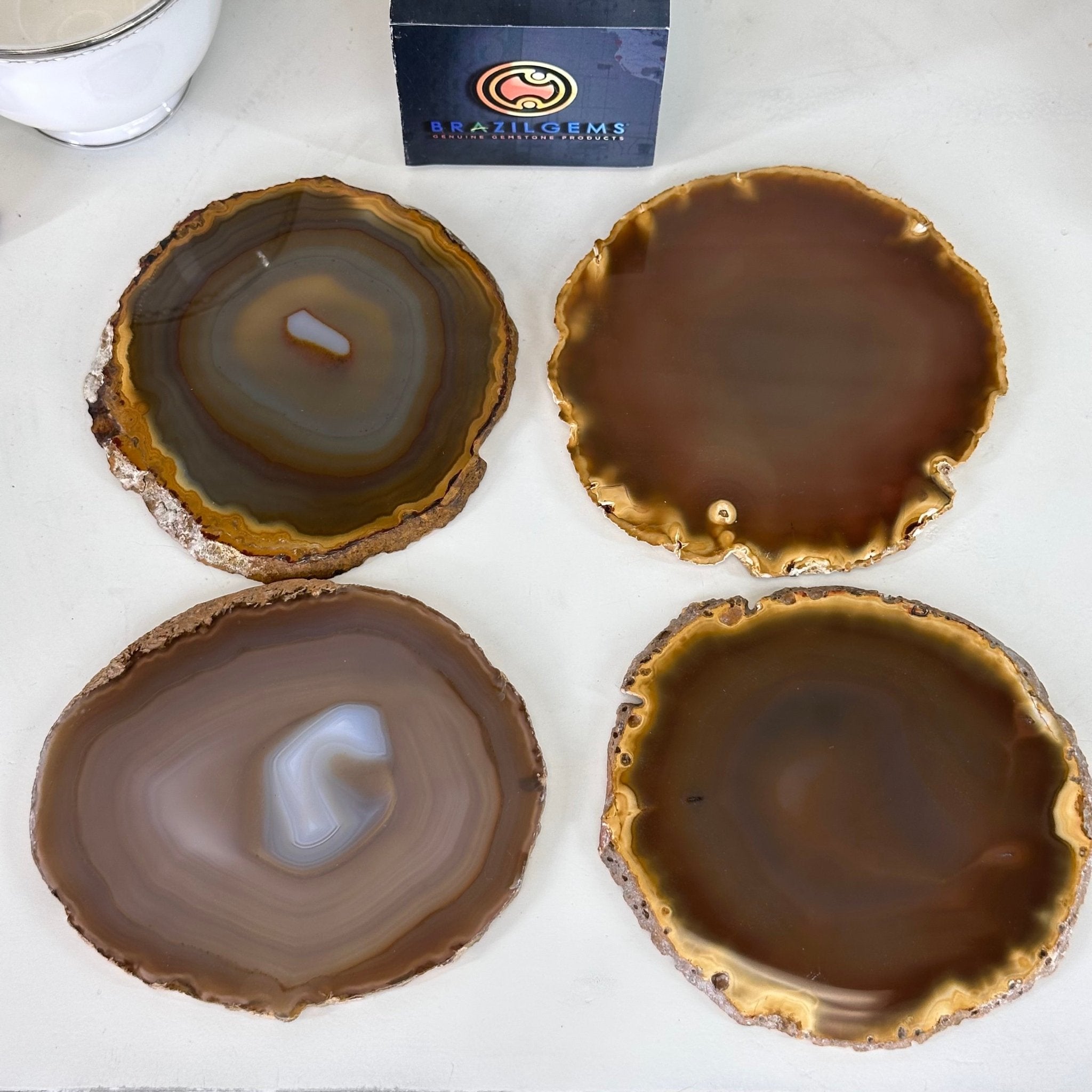 Large Natural Brazilian Agate Coasters, 3.5 to 4.5