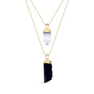 Natural Black Tourmaline & Clear Quartz 18K Gold Plated Layered Necklace - Brazil GemsBrazil GemsNatural Black Tourmaline & Clear Quartz 18K Gold Plated Layered NecklaceNecklace12GP5102 - 204