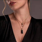 Natural Black Tourmaline & Clear Quartz 18K Gold Plated Layered Necklace - Brazil GemsBrazil GemsNatural Black Tourmaline & Clear Quartz 18K Gold Plated Layered NecklaceNecklace12GP5102 - 204