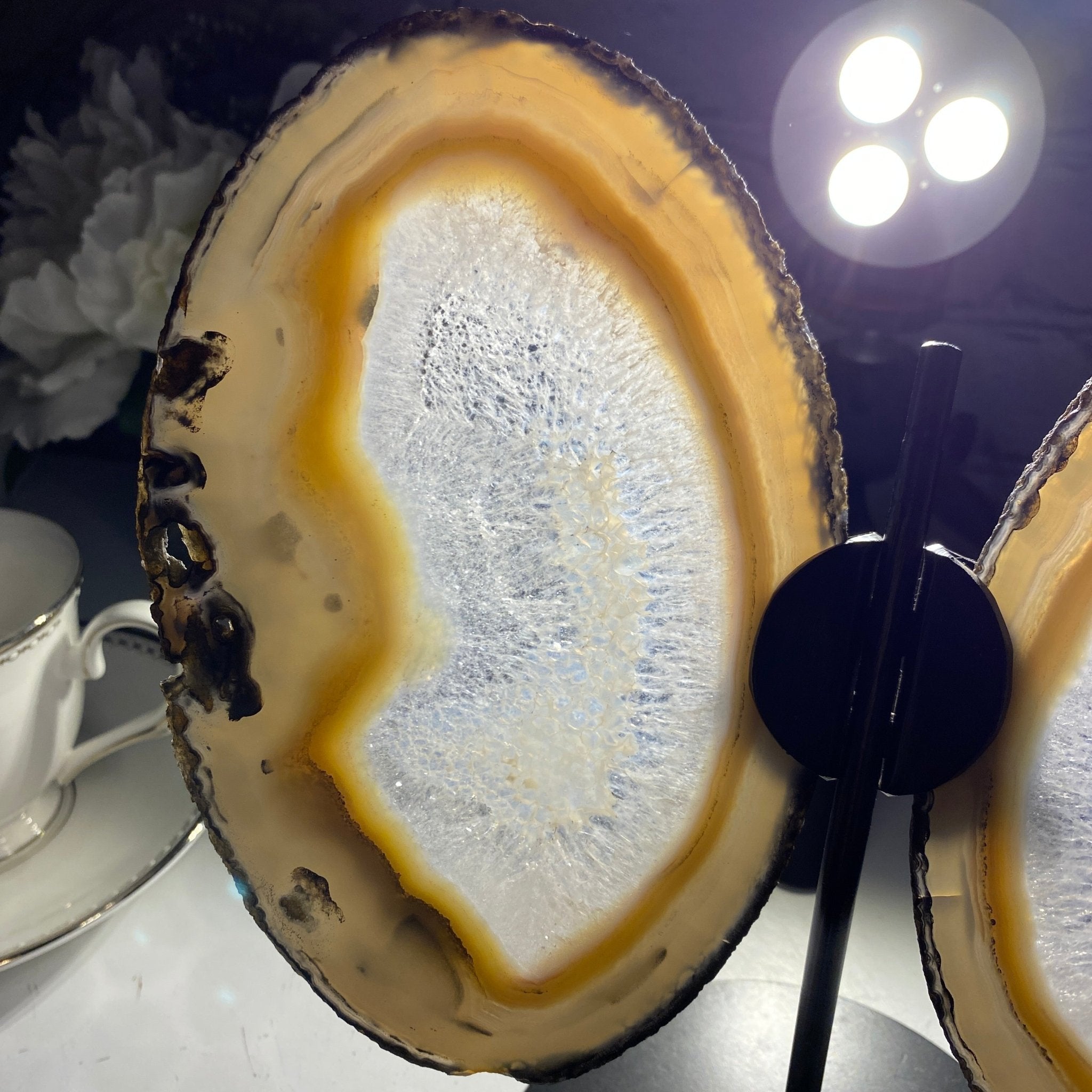 Natural Brazilian Agate "Butterfly" Slices, 8.3" Tall #5050NA-039 by Brazil Gems - Brazil GemsBrazil GemsNatural Brazilian Agate "Butterfly" Slices, 8.3" Tall #5050NA-039 by Brazil GemsAgate Butterfly Wings5050NA-039