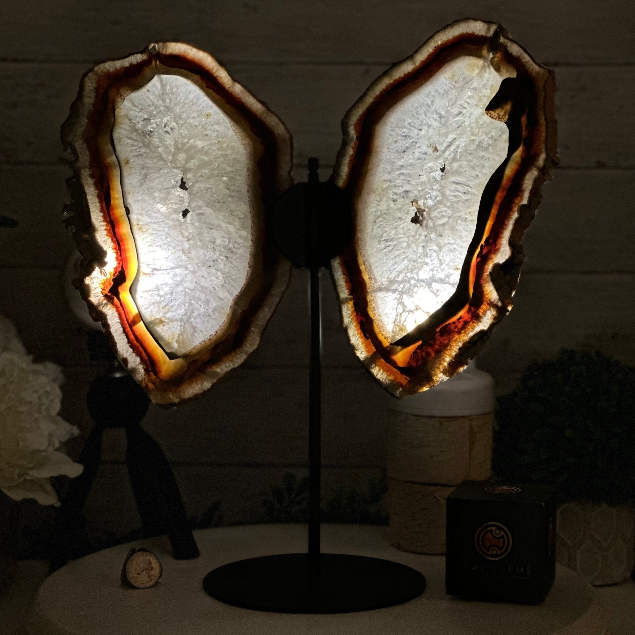 Natural Brazilian Agate "Butterfly Wings", 15" Tall #5050NA-098 - Brazil GemsBrazil GemsNatural Brazilian Agate "Butterfly Wings", 15" Tall #5050NA-098Agate Butterfly Wings5050NA-098