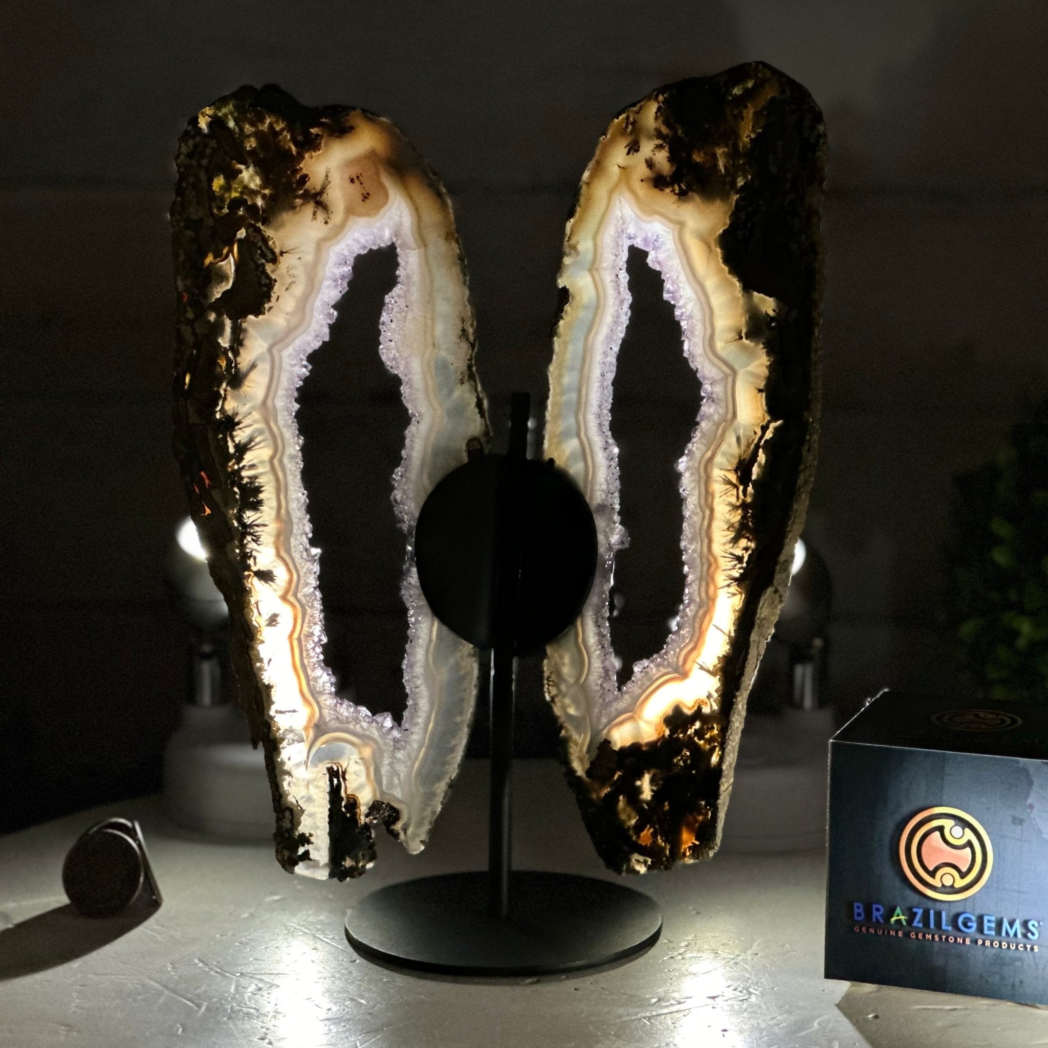 Natural Brazilian Agate "Butterfly Wings", 9.5" Tall #5050NA-144 - Brazil GemsBrazil GemsNatural Brazilian Agate "Butterfly Wings", 9.5" Tall #5050NA-144Agate Butterfly Wings5050NA-144