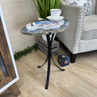 Natural Brazilian Agate Side Table on a black metal base, 21.4" Tall 1305 - 0179 - Brazil GemsBrazil GemsNatural Brazilian Agate Side Table on a black metal base, 21.4" Tall 1305 - 0179Tables: Side1305 - 0179