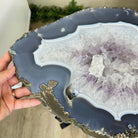 Natural Brazilian Agate Side Table on a black metal base, 21.4" Tall 1305 - 0179 - Brazil GemsBrazil GemsNatural Brazilian Agate Side Table on a black metal base, 21.4" Tall 1305 - 0179Tables: Side1305 - 0179