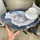 Natural Brazilian Agate Side Table on a black metal base, 21.4" Tall 1305 - 0179 - Brazil GemsBrazil GemsNatural Brazilian Agate Side Table on a black metal base, 21.4" Tall 1305 - 0179Tables: Side1305 - 0179