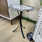 Natural Brazilian Agate Side Table on a black metal base, 21.4" Tall 1305 - 0179 - Brazil GemsBrazil GemsNatural Brazilian Agate Side Table on a black metal base, 21.4" Tall 1305 - 0179Tables: Side1305 - 0179