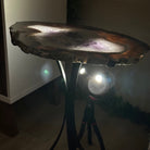 Natural Brazilian Agate Side Table on a black metal base, 21.4" Tall 1305 - 0179 - Brazil GemsBrazil GemsNatural Brazilian Agate Side Table on a black metal base, 21.4" Tall 1305 - 0179Tables: Side1305 - 0179