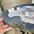 Natural Brazilian Agate Side Table on a black metal base, 21.4" Tall 1305 - 0179 - Brazil GemsBrazil GemsNatural Brazilian Agate Side Table on a black metal base, 21.4" Tall 1305 - 0179Tables: Side1305 - 0179
