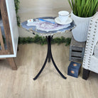 Natural Brazilian Agate Side Table on a black metal base, 21.4" Tall 1305 - 0179 - Brazil GemsBrazil GemsNatural Brazilian Agate Side Table on a black metal base, 21.4" Tall 1305 - 0179Tables: Side1305 - 0179