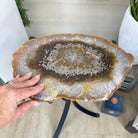 Natural Brazilian Agate Side Table on a black metal base, 21.5" Tall 1305 - 0173 - Brazil GemsBrazil GemsNatural Brazilian Agate Side Table on a black metal base, 21.5" Tall 1305 - 0173Tables: Side1305 - 0173