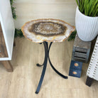 Natural Brazilian Agate Side Table on a black metal base, 21.5" Tall 1305 - 0173 - Brazil GemsBrazil GemsNatural Brazilian Agate Side Table on a black metal base, 21.5" Tall 1305 - 0173Tables: Side1305 - 0173
