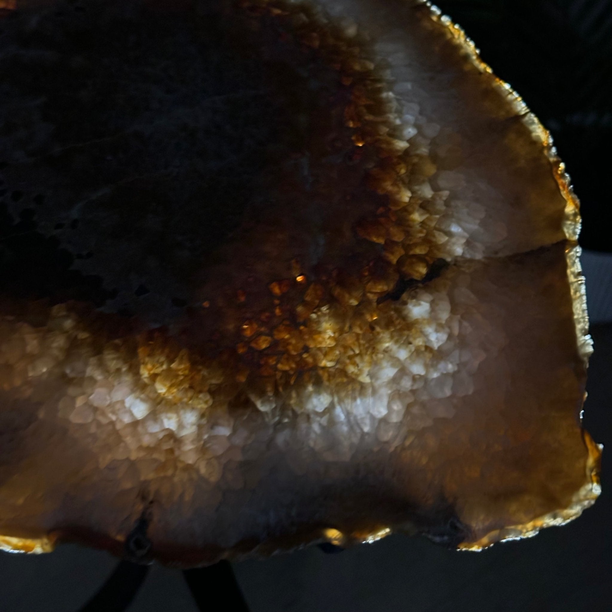 Natural Brazilian Agate Side Table on a black metal base, 21.5" Tall 1305 - 0173 - Brazil GemsBrazil GemsNatural Brazilian Agate Side Table on a black metal base, 21.5" Tall 1305 - 0173Tables: Side1305 - 0173