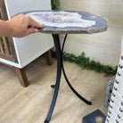 Natural Brazilian Agate Side Table on a black metal base, 21.5" Tall 1305 - 0182 - Brazil GemsBrazil GemsNatural Brazilian Agate Side Table on a black metal base, 21.5" Tall 1305 - 0182Tables: Side1305 - 0182