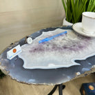 Natural Brazilian Agate Side Table on a black metal base, 21.5" Tall 1305 - 0182 - Brazil GemsBrazil GemsNatural Brazilian Agate Side Table on a black metal base, 21.5" Tall 1305 - 0182Tables: Side1305 - 0182