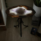 Natural Brazilian Agate Side Table on a black metal base, 21.5" Tall 1305 - 0182 - Brazil GemsBrazil GemsNatural Brazilian Agate Side Table on a black metal base, 21.5" Tall 1305 - 0182Tables: Side1305 - 0182