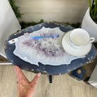 Natural Brazilian Agate Side Table on a black metal base, 21.5" Tall 1305 - 0182 - Brazil GemsBrazil GemsNatural Brazilian Agate Side Table on a black metal base, 21.5" Tall 1305 - 0182Tables: Side1305 - 0182