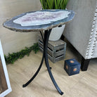 Natural Brazilian Agate Side Table on a black metal base, 21.5" Tall 1305 - 0182 - Brazil GemsBrazil GemsNatural Brazilian Agate Side Table on a black metal base, 21.5" Tall 1305 - 0182Tables: Side1305 - 0182