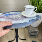 Natural Brazilian Agate Side Table on a black metal base, 21.5" Tall 1305 - 0182 - Brazil GemsBrazil GemsNatural Brazilian Agate Side Table on a black metal base, 21.5" Tall 1305 - 0182Tables: Side1305 - 0182