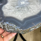 Natural Brazilian Agate Side Table on a black metal base, 21.7" Tall 1305 - 0178 - Brazil GemsBrazil GemsNatural Brazilian Agate Side Table on a black metal base, 21.7" Tall 1305 - 0178Tables: Side1305 - 0178
