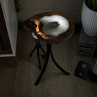 Natural Brazilian Agate Side Table on a black metal base, 21.7" Tall 1305 - 0178 - Brazil GemsBrazil GemsNatural Brazilian Agate Side Table on a black metal base, 21.7" Tall 1305 - 0178Tables: Side1305 - 0178