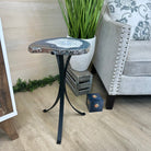 Natural Brazilian Agate Side Table on a black metal base, 21.7" Tall 1305 - 0178 - Brazil GemsBrazil GemsNatural Brazilian Agate Side Table on a black metal base, 21.7" Tall 1305 - 0178Tables: Side1305 - 0178