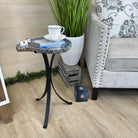 Natural Brazilian Agate Side Table on a black metal base, 21.7" Tall 1305 - 0178 - Brazil GemsBrazil GemsNatural Brazilian Agate Side Table on a black metal base, 21.7" Tall 1305 - 0178Tables: Side1305 - 0178