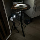Natural Brazilian Agate Side Table on a black metal base, 21.7" Tall 1305 - 0178 - Brazil GemsBrazil GemsNatural Brazilian Agate Side Table on a black metal base, 21.7" Tall 1305 - 0178Tables: Side1305 - 0178