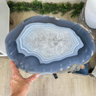 Natural Brazilian Agate Side Table on a black metal base, 21.7" Tall 1305 - 0185 - Brazil GemsBrazil GemsNatural Brazilian Agate Side Table on a black metal base, 21.7" Tall 1305 - 0185Tables: Side1305 - 0185