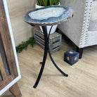 Natural Brazilian Agate Side Table on a black metal base, 21.7" Tall 1305 - 0185 - Brazil GemsBrazil GemsNatural Brazilian Agate Side Table on a black metal base, 21.7" Tall 1305 - 0185Tables: Side1305 - 0185