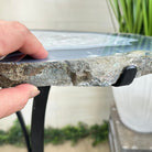 Natural Brazilian Agate Side Table on a black metal base, 21.7" Tall 1305 - 0185 - Brazil GemsBrazil GemsNatural Brazilian Agate Side Table on a black metal base, 21.7" Tall 1305 - 0185Tables: Side1305 - 0185