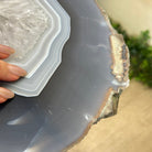 Natural Brazilian Agate Side Table on a black metal base, 21.7" Tall 1305 - 0185 - Brazil GemsBrazil GemsNatural Brazilian Agate Side Table on a black metal base, 21.7" Tall 1305 - 0185Tables: Side1305 - 0185