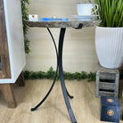 Natural Brazilian Agate Side Table on a black metal base, 21.7" Tall 1305 - 0185 - Brazil GemsBrazil GemsNatural Brazilian Agate Side Table on a black metal base, 21.7" Tall 1305 - 0185Tables: Side1305 - 0185