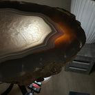 Natural Brazilian Agate Side Table on a black metal base, 21.7" Tall 1305 - 0185 - Brazil GemsBrazil GemsNatural Brazilian Agate Side Table on a black metal base, 21.7" Tall 1305 - 0185Tables: Side1305 - 0185