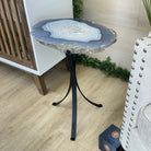 Natural Brazilian Agate Side Table on a black metal base, 21.7" Tall 1305 - 0185 - Brazil GemsBrazil GemsNatural Brazilian Agate Side Table on a black metal base, 21.7" Tall 1305 - 0185Tables: Side1305 - 0185