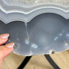 Natural Brazilian Agate Side Table on a black metal base, 21.7" Tall 1305 - 0185 - Brazil GemsBrazil GemsNatural Brazilian Agate Side Table on a black metal base, 21.7" Tall 1305 - 0185Tables: Side1305 - 0185