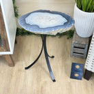 Natural Brazilian Agate Side Table on a black metal base, 21.7" Tall 1305 - 0185 - Brazil GemsBrazil GemsNatural Brazilian Agate Side Table on a black metal base, 21.7" Tall 1305 - 0185Tables: Side1305 - 0185