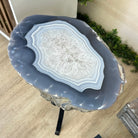 Natural Brazilian Agate Side Table on a black metal base, 21.7" Tall 1305 - 0185 - Brazil GemsBrazil GemsNatural Brazilian Agate Side Table on a black metal base, 21.7" Tall 1305 - 0185Tables: Side1305 - 0185